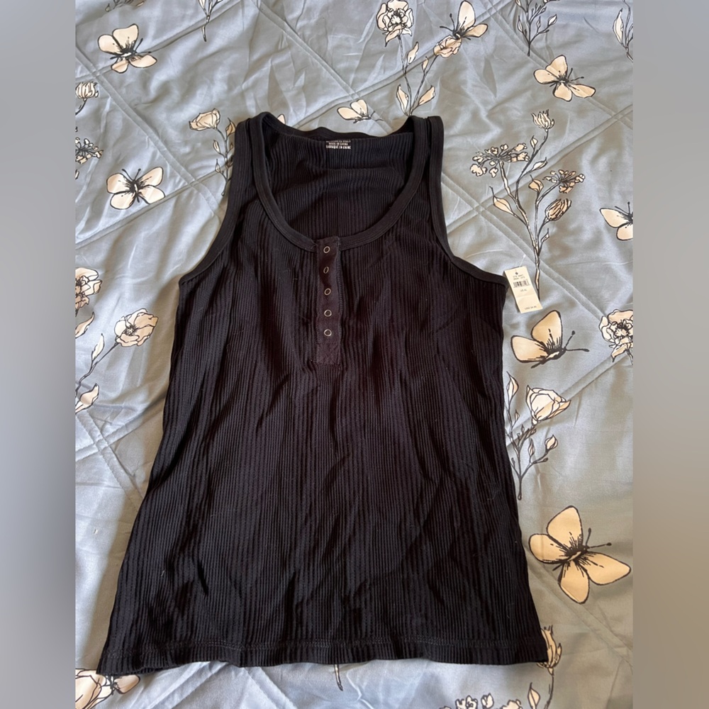 Aerie Black Ribbed Tank Top